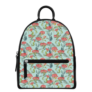 Bouvardia Pattern Print Leather Backpack