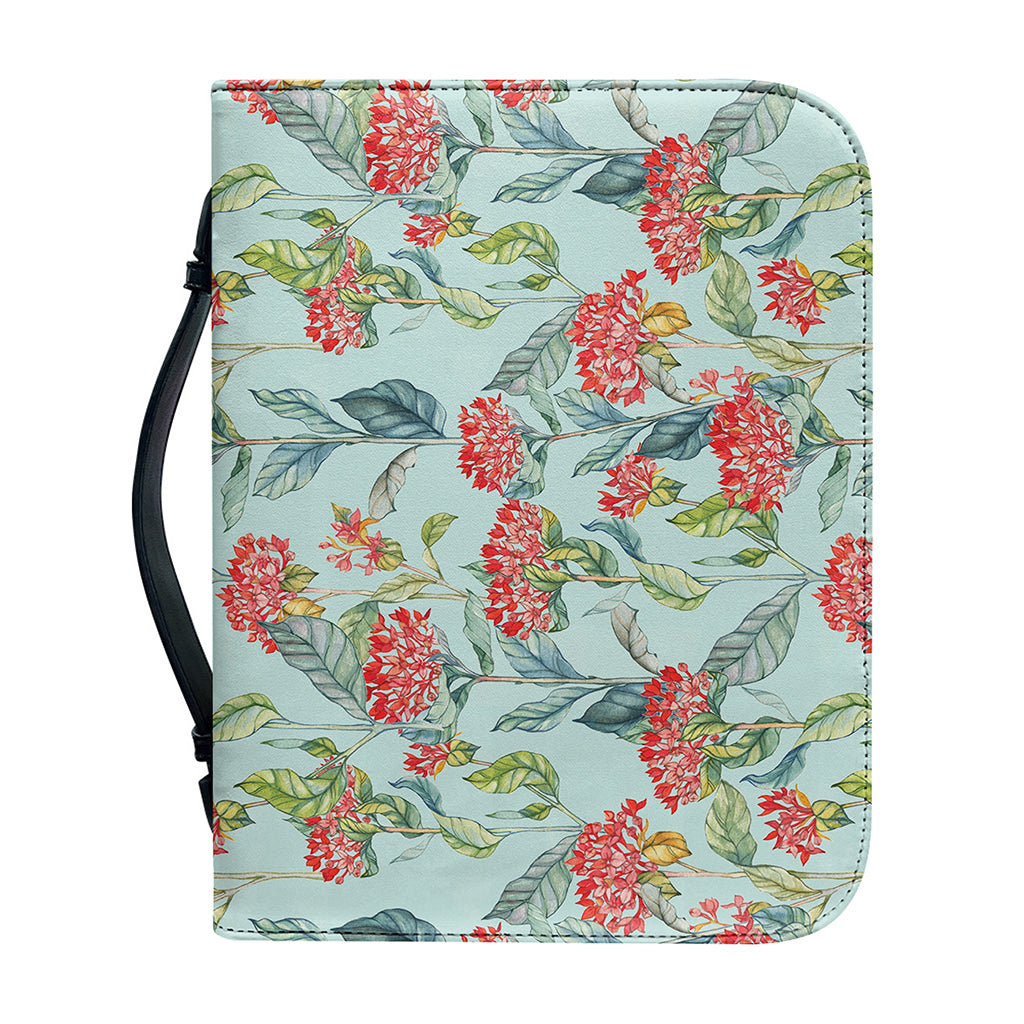 Bouvardia Pattern Print Leather Bible Cover
