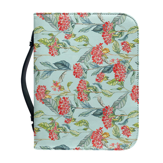Bouvardia Pattern Print Leather Bible Cover