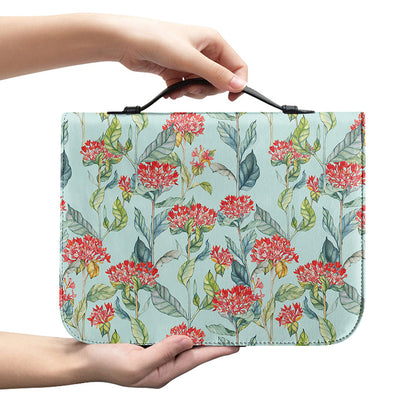 Bouvardia Pattern Print Leather Bible Cover
