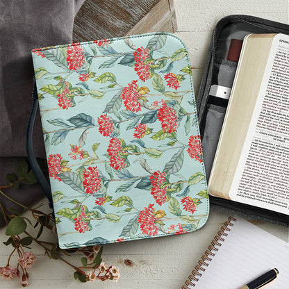 Bouvardia Pattern Print Leather Bible Cover