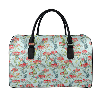 Bouvardia Pattern Print Leather Duffle Bag