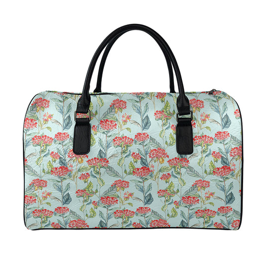 Bouvardia Pattern Print Leather Duffle Bag