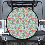 Bouvardia Pattern Print Leather Spare Tire Cover