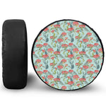 Bouvardia Pattern Print Leather Spare Tire Cover