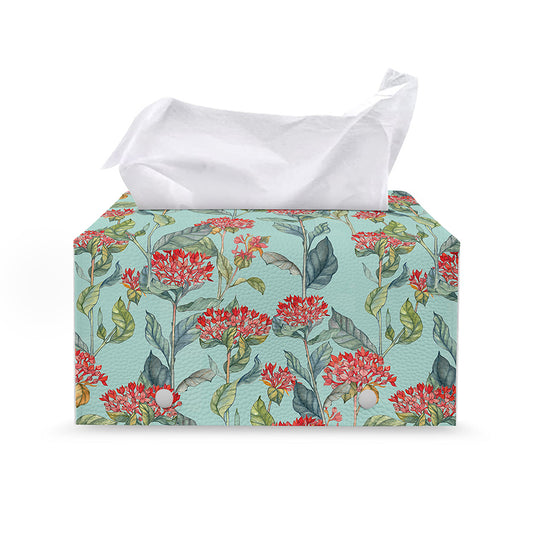 Bouvardia Pattern Print Leather Tissue Box Cover