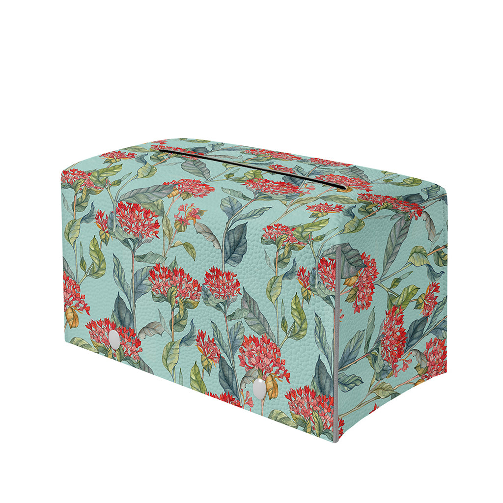 Bouvardia Pattern Print Leather Tissue Box Cover