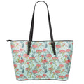 Bouvardia Pattern Print Leather Tote Bag With Zipper
