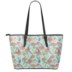 Bouvardia Pattern Print Leather Tote Bag