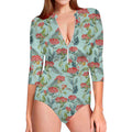 Bouvardia Pattern Print Long Sleeve Swimsuit