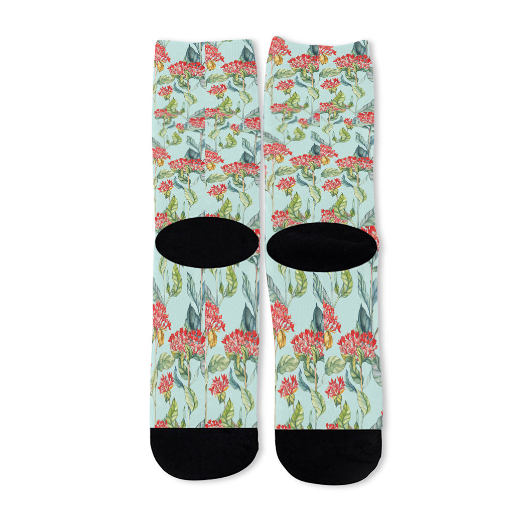 Bouvardia Pattern Print Long Socks