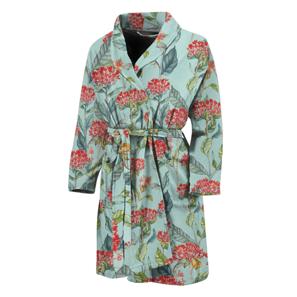 Bouvardia Pattern Print Men's Bathrobe