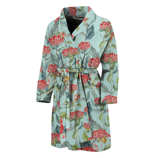 Bouvardia Pattern Print Men's Bathrobe