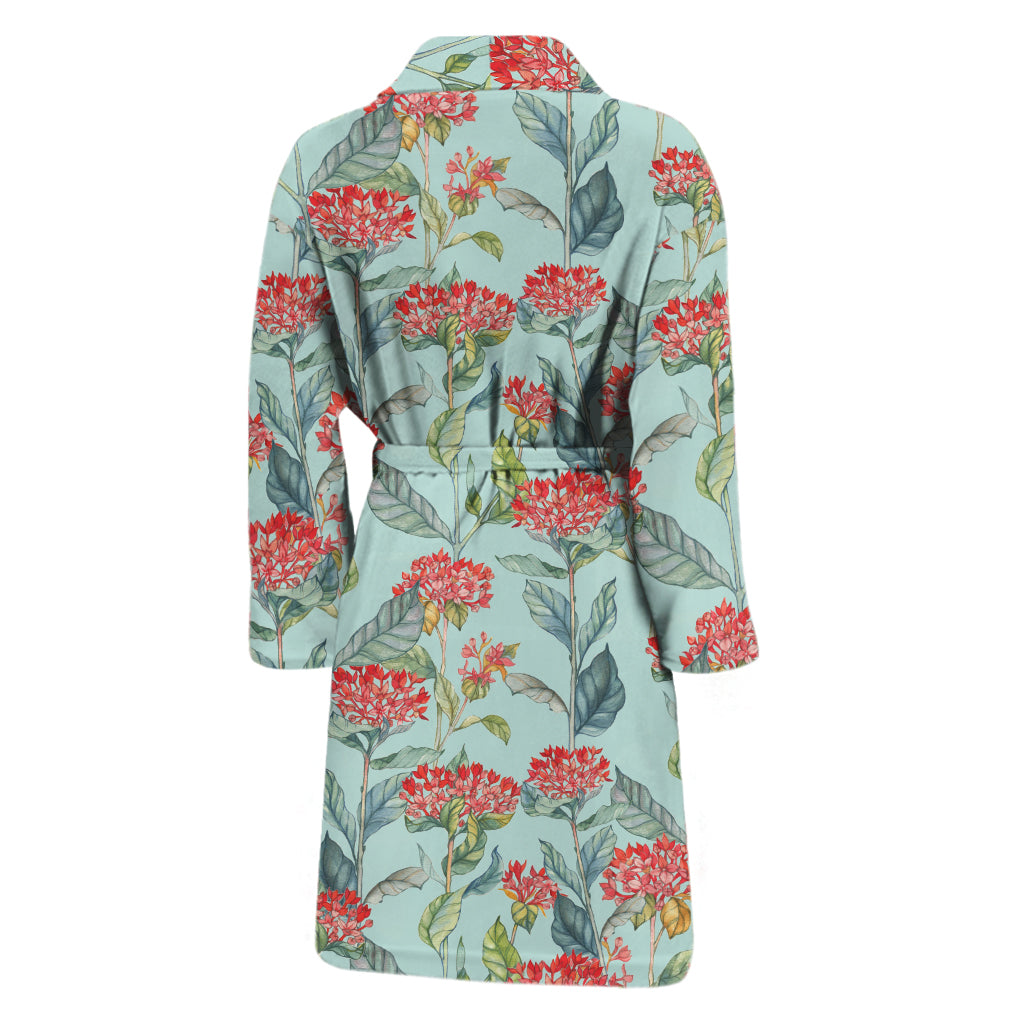 Bouvardia Pattern Print Men's Bathrobe