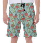 Bouvardia Pattern Print Men's Beach Shorts