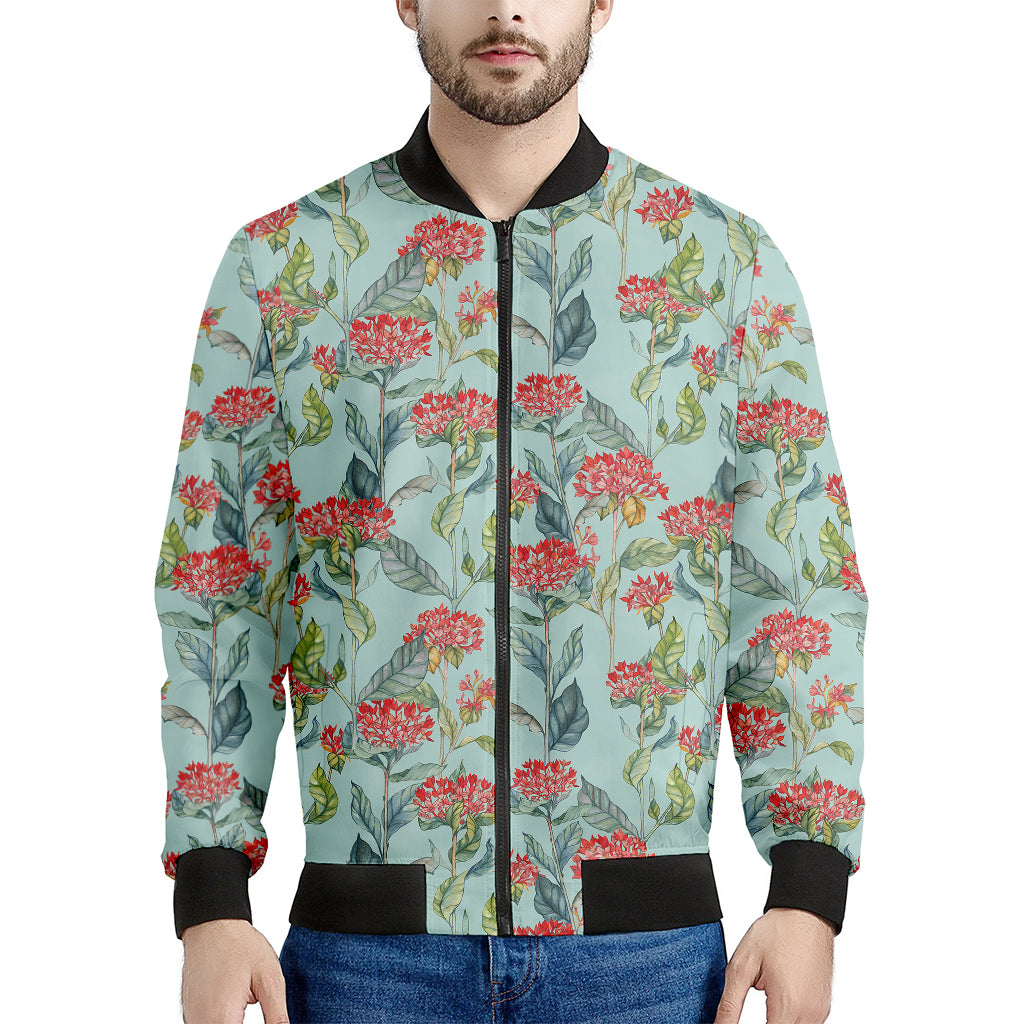 Bouvardia Pattern Print Men's Bomber Jacket