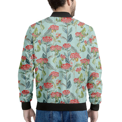 Bouvardia Pattern Print Men's Bomber Jacket