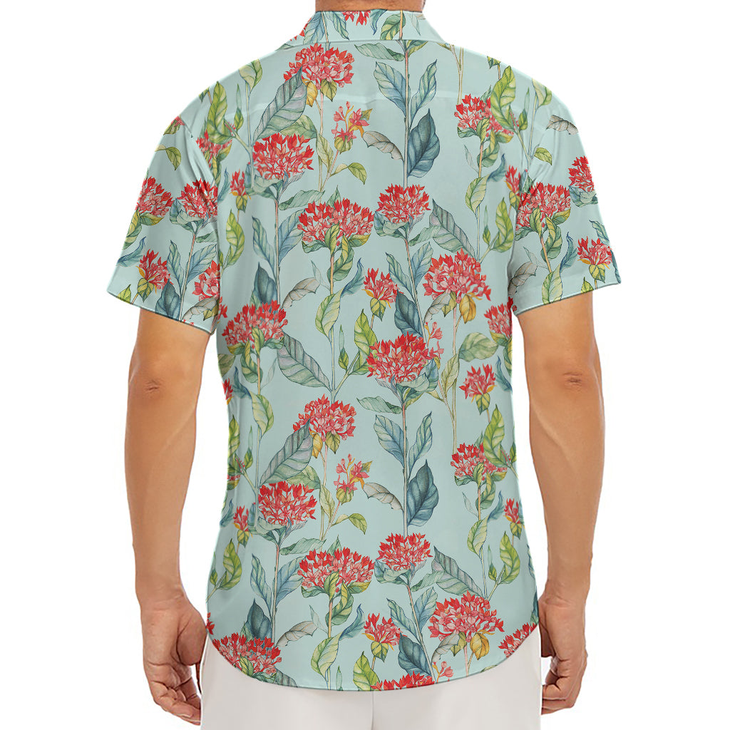 Bouvardia Pattern Print Men's Deep V-Neck Shirt