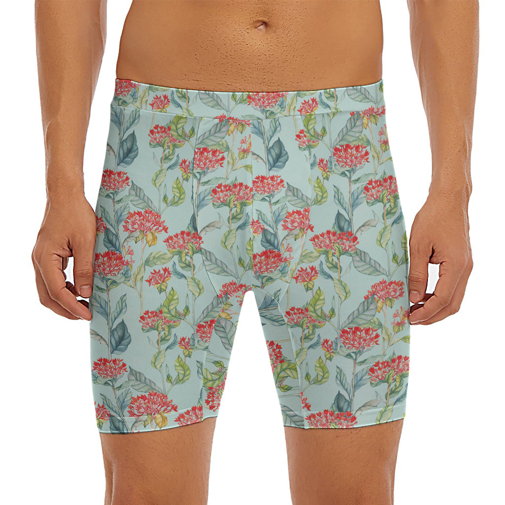 Bouvardia Pattern Print Men's Long Boxer Briefs