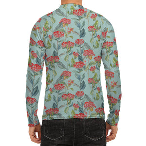 Bouvardia Pattern Print Men's Long Sleeve Rash Guard