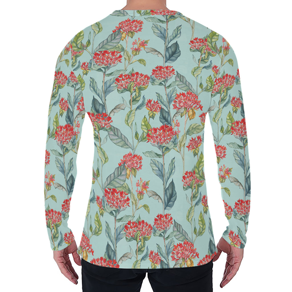 Bouvardia Pattern Print Men's Long Sleeve T-Shirt