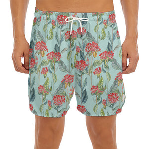 Bouvardia Pattern Print Men's Split Running Shorts