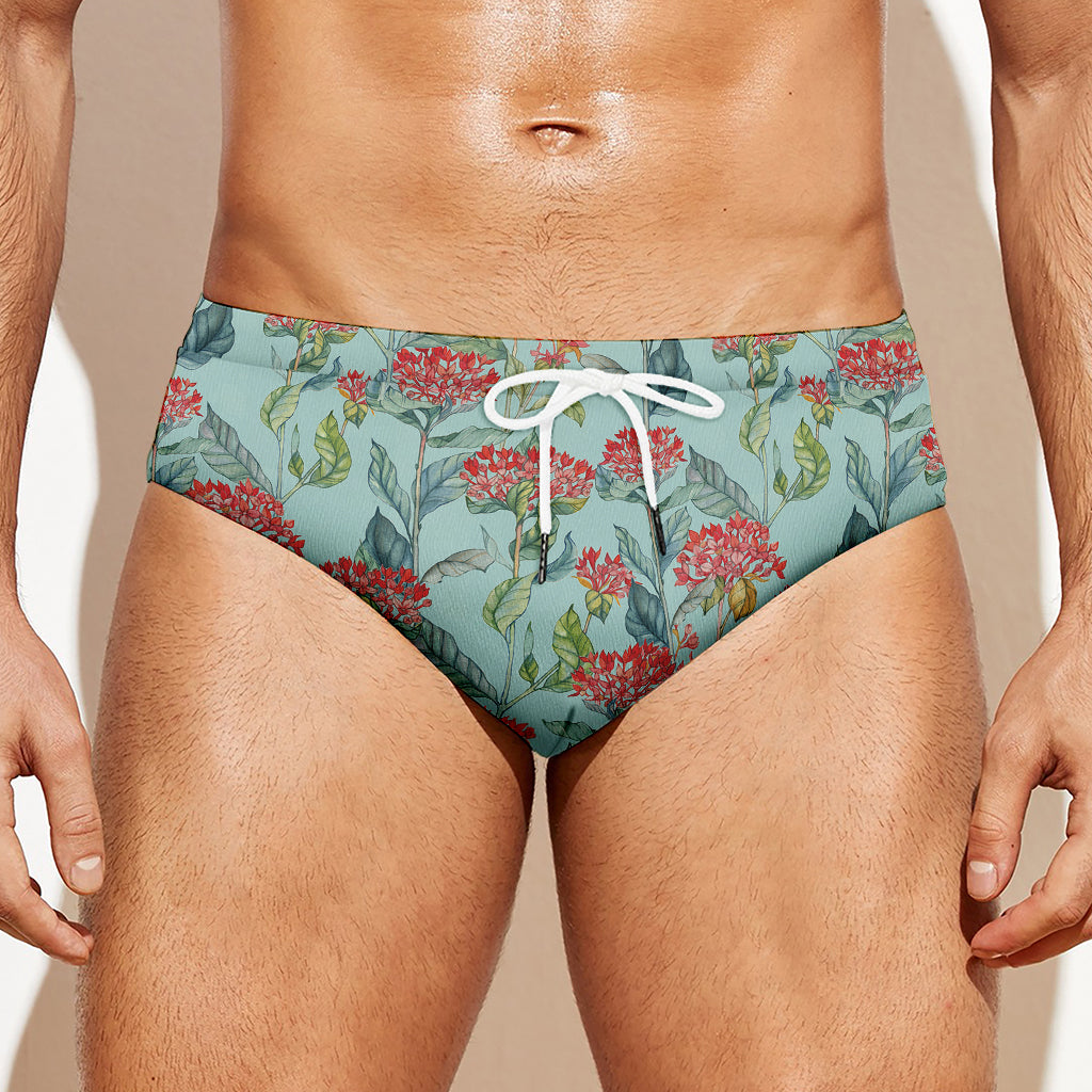 Bouvardia Pattern Print Men's Swim Briefs