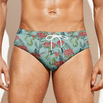 Bouvardia Pattern Print Men's Swim Briefs