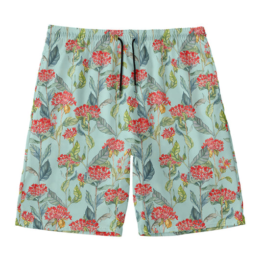 Bouvardia Pattern Print Men's Swim Trunks
