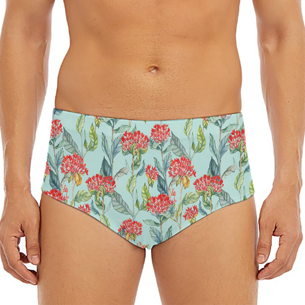 Bouvardia Pattern Print Men's Triangle Swim Briefs