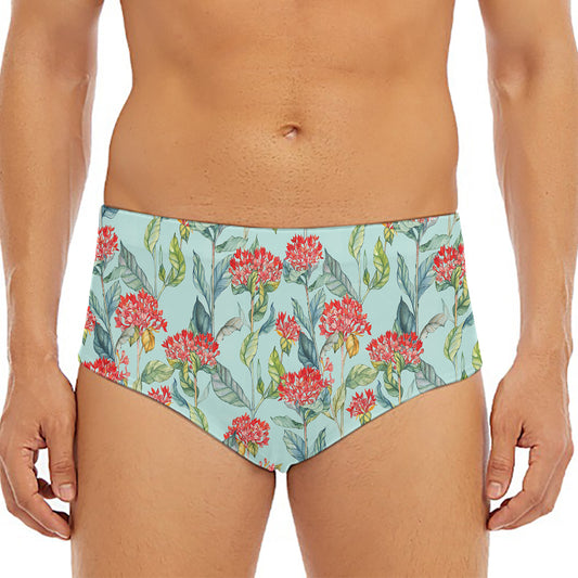 Bouvardia Pattern Print Men's Triangle Swim Briefs