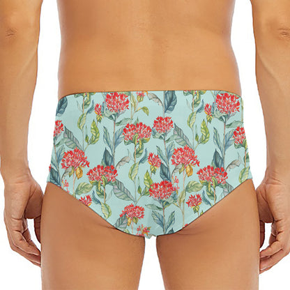 Bouvardia Pattern Print Men's Triangle Swim Briefs