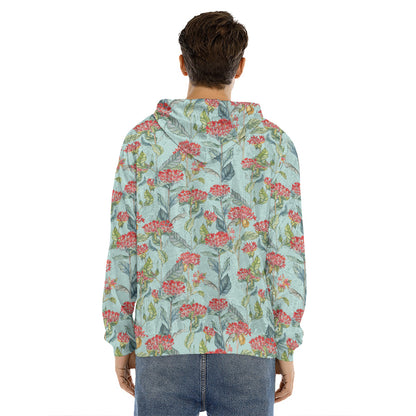 Bouvardia Pattern Print Men's Velvet Pullover Hoodie
