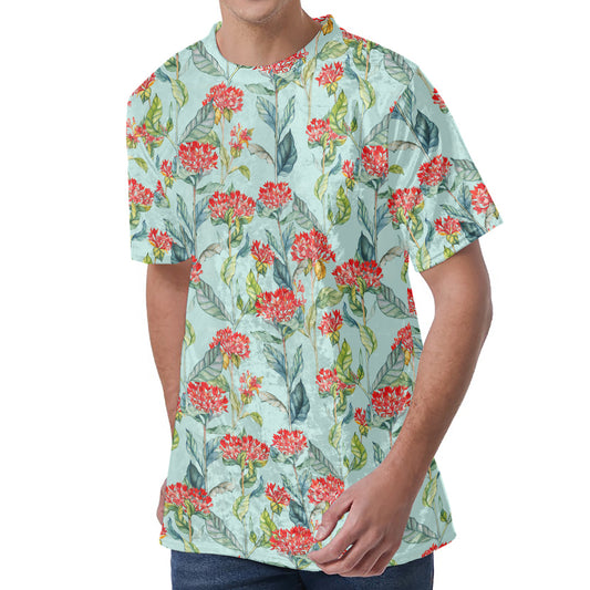 Bouvardia Pattern Print Men's Velvet T-Shirt