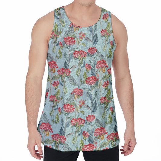 Bouvardia Pattern Print Men's Velvet Tank Top