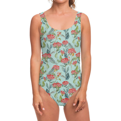 Bouvardia Pattern Print One Piece Swimsuit