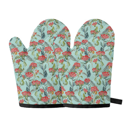 Bouvardia Pattern Print Oven Mitts
