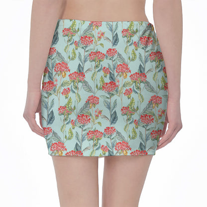 Bouvardia Pattern Print Pencil Mini Skirt