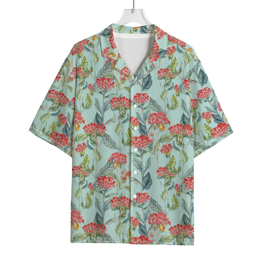 Bouvardia Pattern Print Rayon Hawaiian Shirt