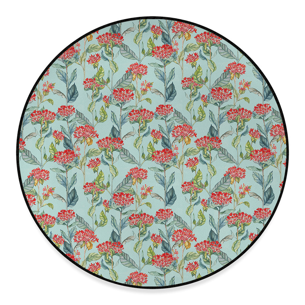 Bouvardia Pattern Print Round Floor Mat