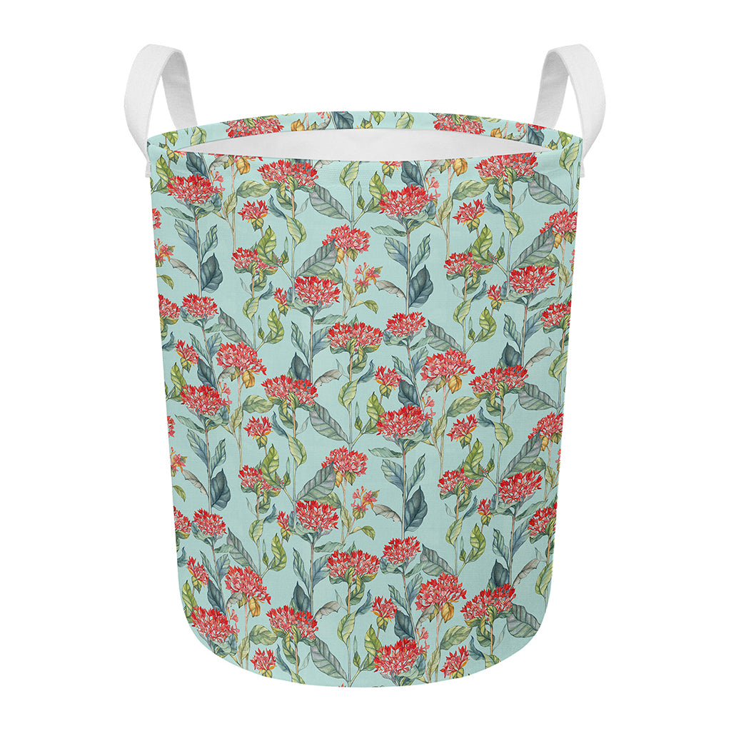 Bouvardia Pattern Print Round Laundry Basket