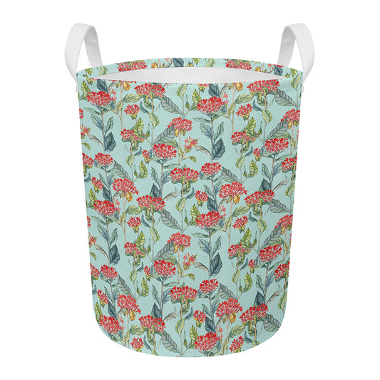 Bouvardia Pattern Print Round Laundry Basket
