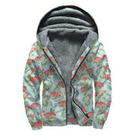 Bouvardia Pattern Print Sherpa Lined Zip Up Hoodie