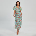 Bouvardia Pattern Print Short Sleeve Maxi Dress