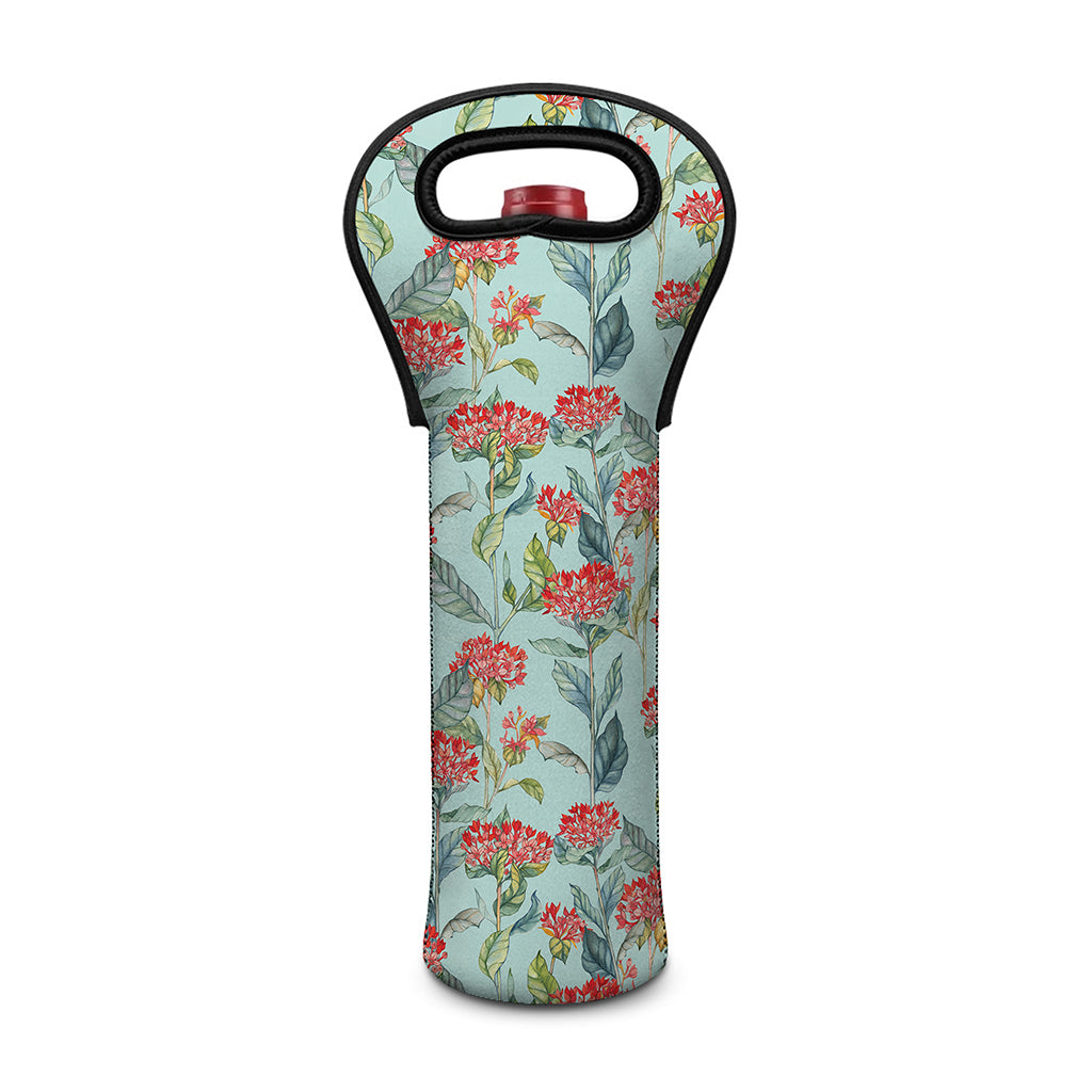 Bouvardia Pattern Print Single Neoprene Wine Tote