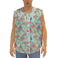 Bouvardia Pattern Print Sleeveless Baseball Jersey