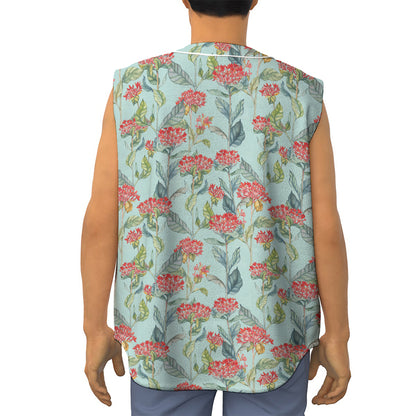 Bouvardia Pattern Print Sleeveless Baseball Jersey