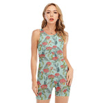 Bouvardia Pattern Print Sleeveless One Piece Swimsuit
