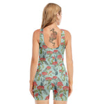 Bouvardia Pattern Print Sleeveless One Piece Swimsuit