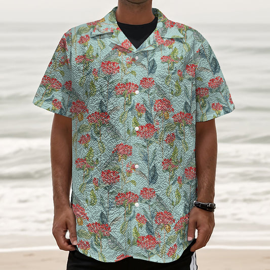 Bouvardia Pattern Print Textured Short Sleeve Shirt